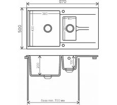 Кухонная мойка Polygran BRIG-870 500 х 870 серый