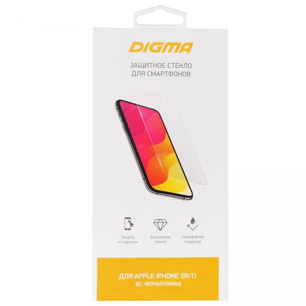Защитное стекло для сотового телефона Digma 3D для Apple iPhone XR, 11 3D (DGG3AP11XA) для Apple iPhone XR/11